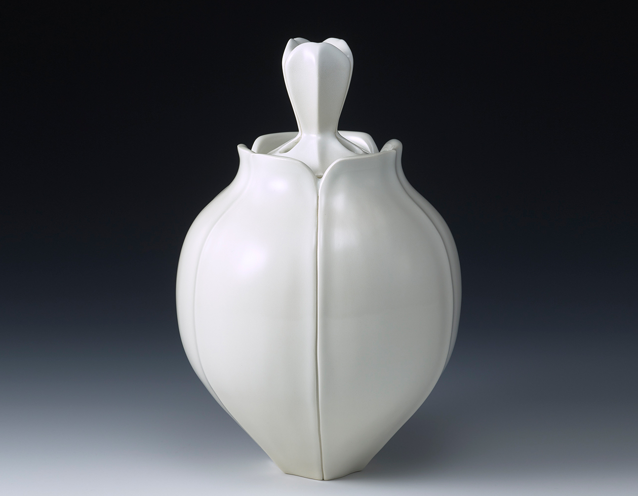 かぶと虫をイメージした白磁の壺